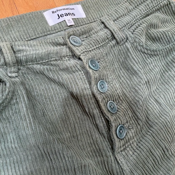 Reformation Cynthia Button Fly High Rise Straight Corduroy Pant - Picture 3 of 5